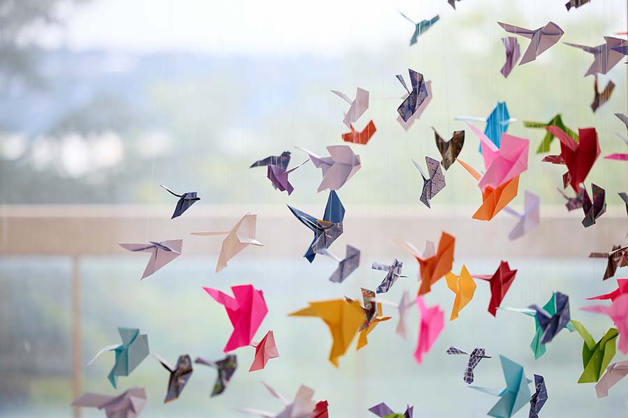Colored Paper Doves